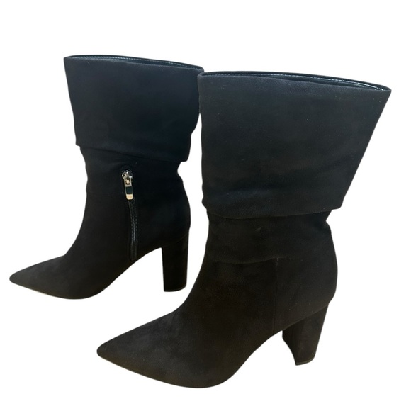 New Black Suede Nine West Slouch Boots Size 5.5 - Picture 2 of 5